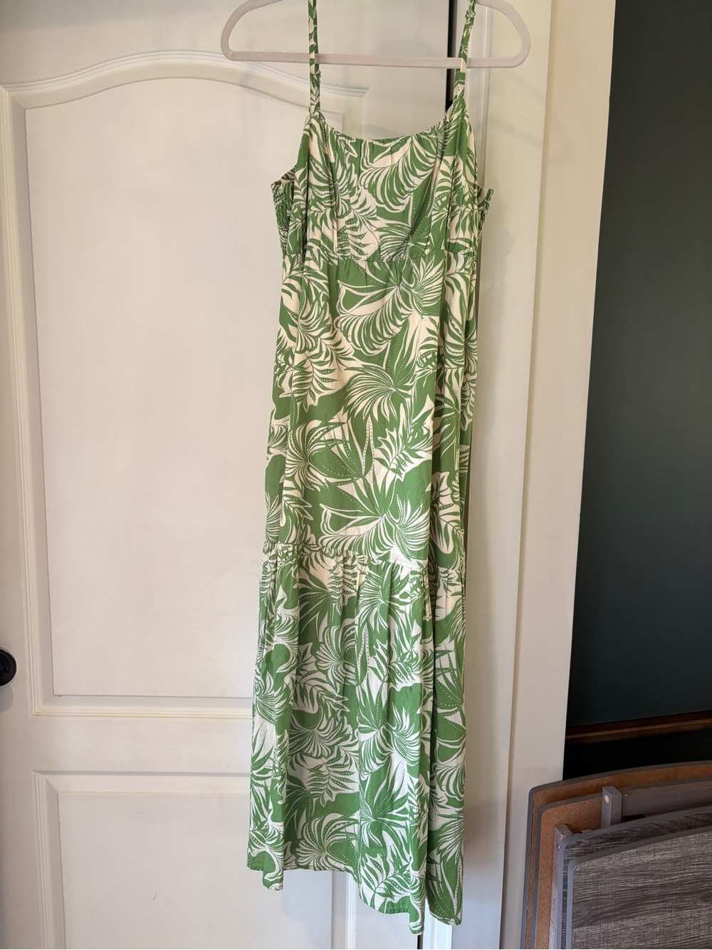 Sanctuary Green and White Tropical-Print Maxi Slip Dress